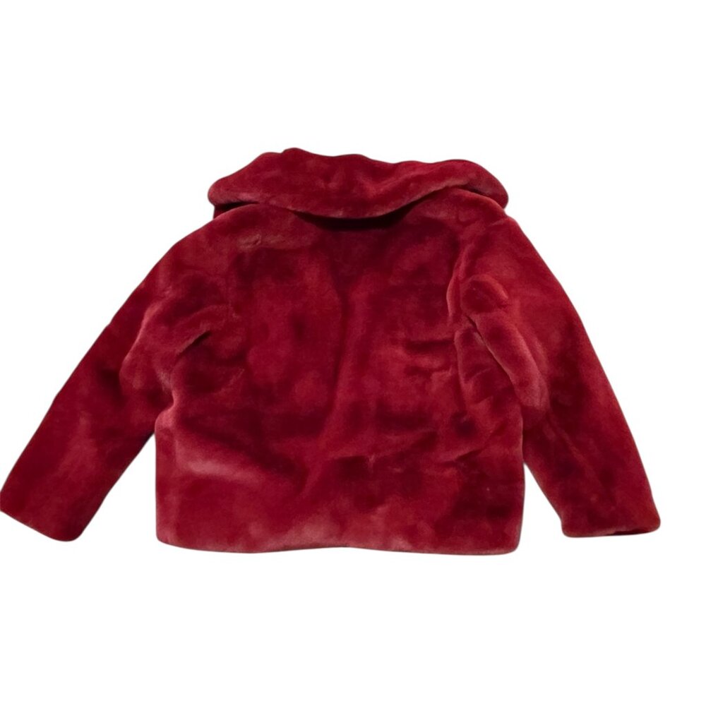 Camila Coelho Faux Fur Coat Burgundy Deep Red Size: Medium - Picture 8 of 9